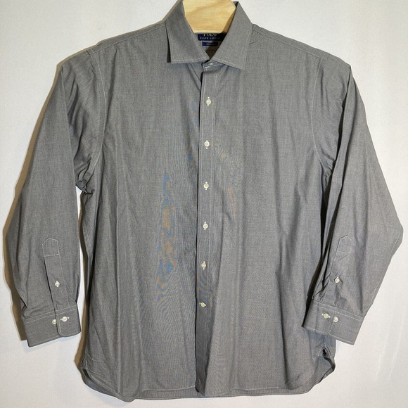 Polo Ralph Lauren Mens 17.5 34/35 Easy Care Button Up Shirt Black Houndstooth - Picture 2 of 7